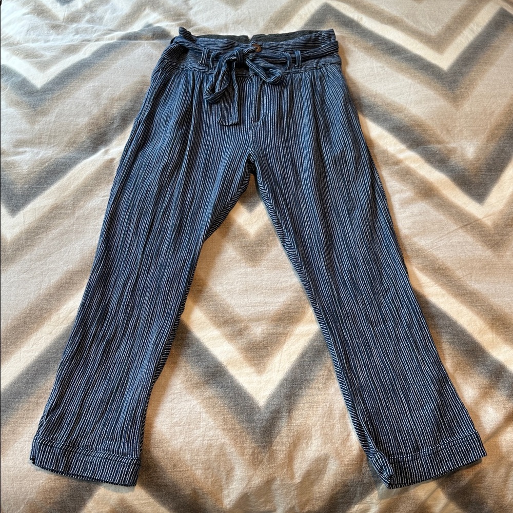 Free People Striped Blue Tie-Waist trousers
